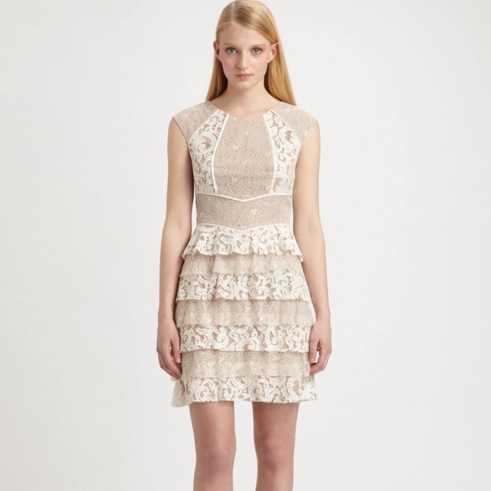 BCBGMAXAZRIA Nude Lace Dress - size 0